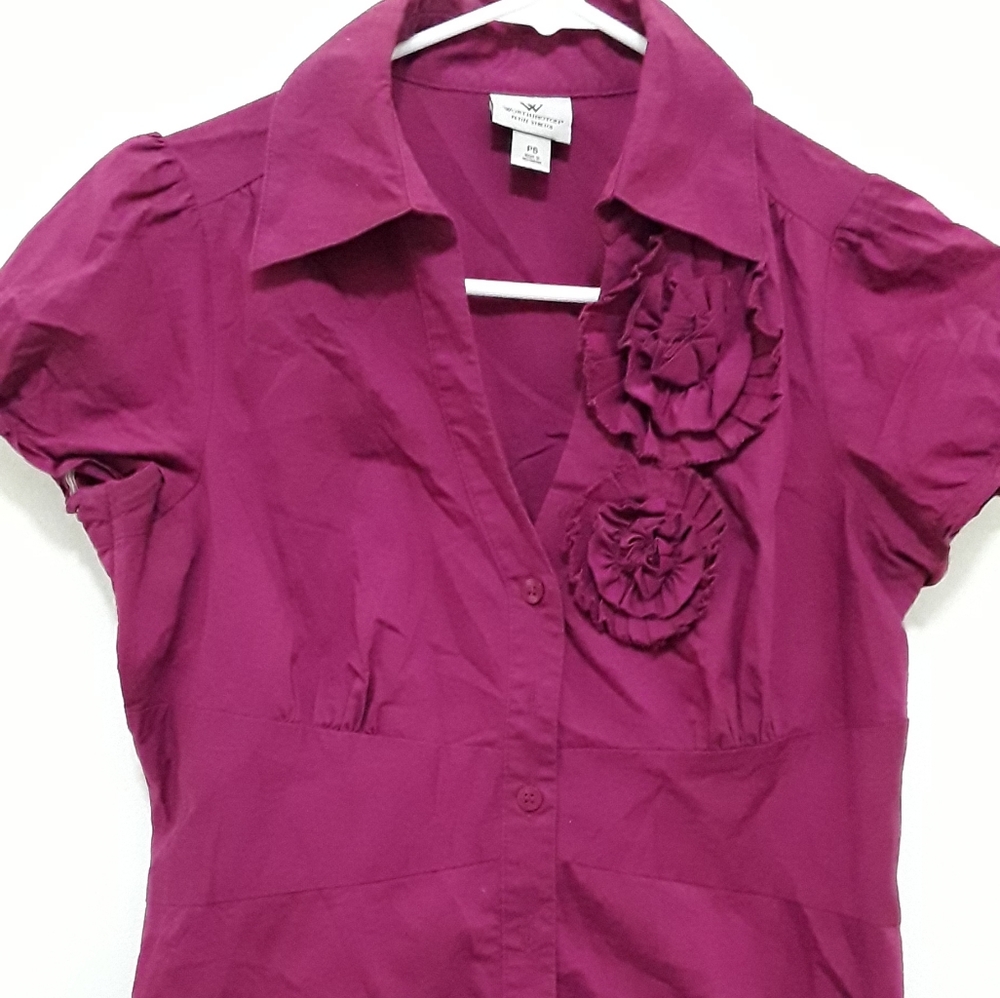 Fuchsia short sleeve dress shirt